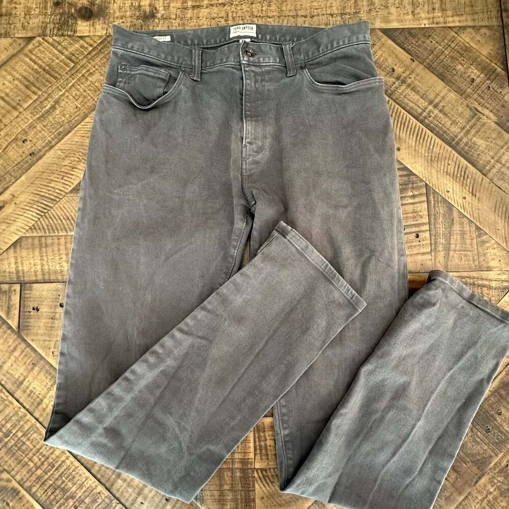 Todd Snyder Straight Fit Grey Soft Denim Five-Pocket Pants 32x34